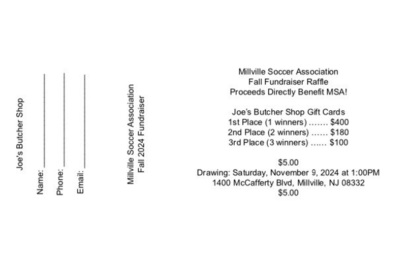 Fall 2024 Fundraiser Raffle - Joe's Butcher Shop